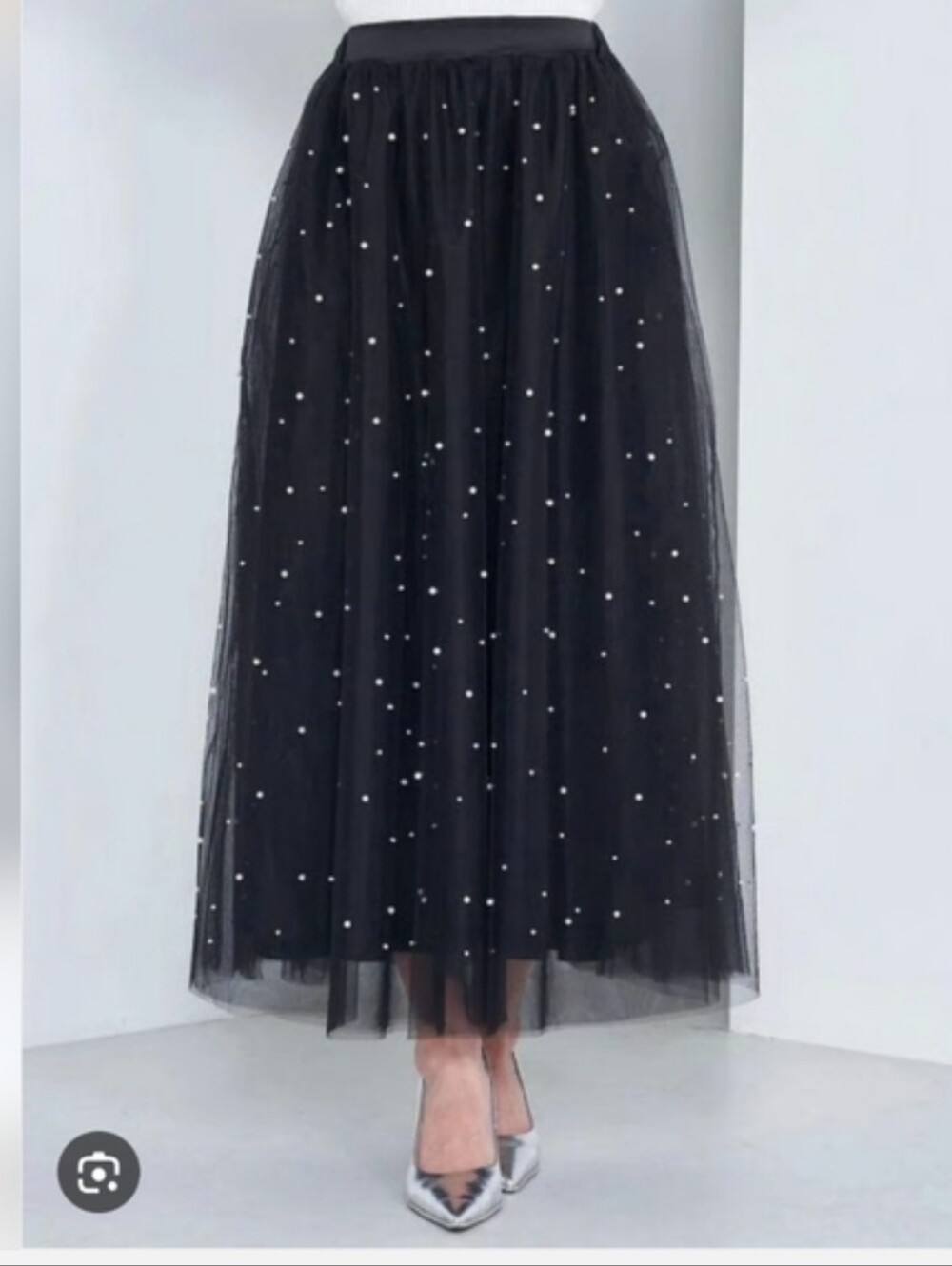 Jon & Anna Black & White Faux Pearl Tulle Skirt NWT sz XL